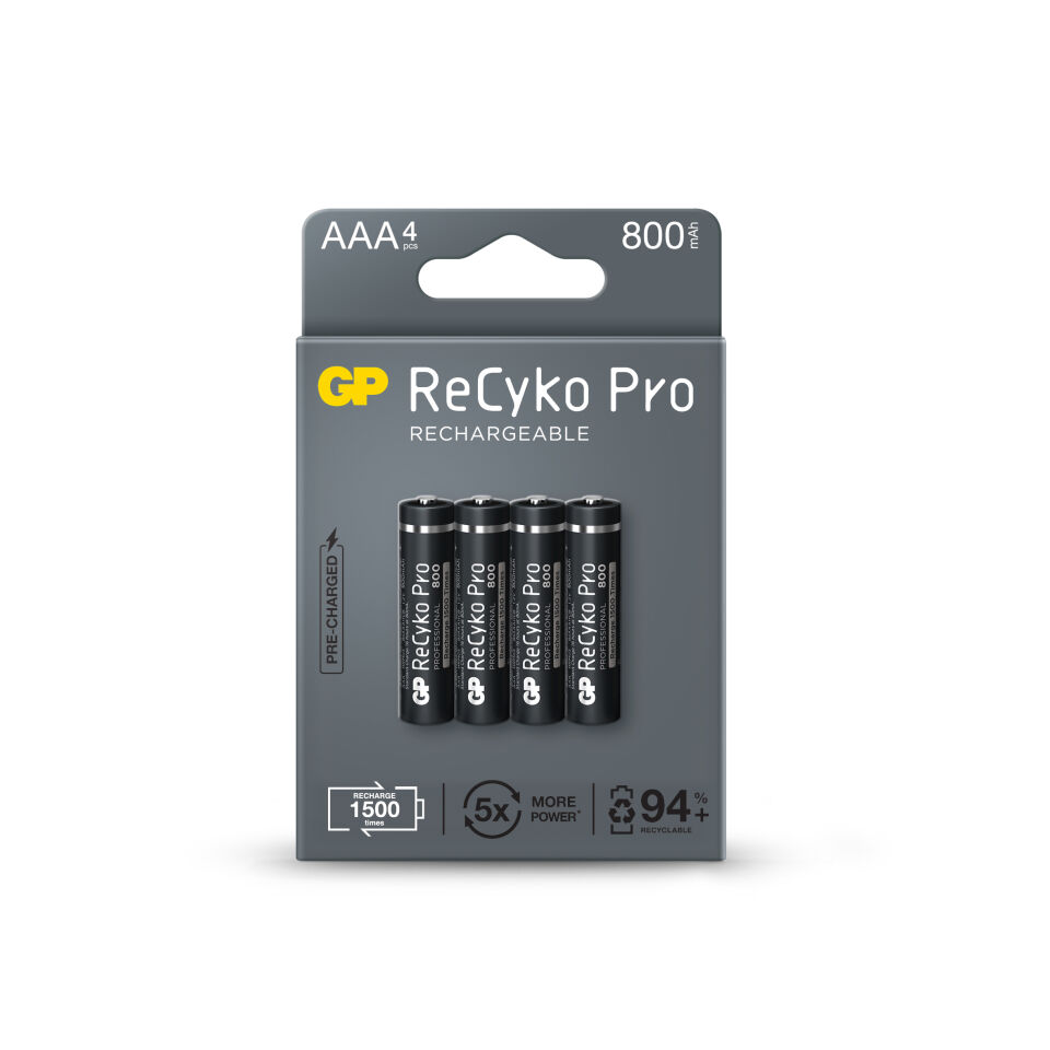 Gp Aaa 800 Mah Şarjlı İnce Kalem Pil 4'lü Paket Recyko
