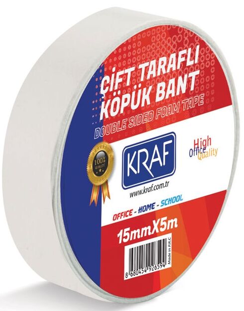 Kraf Çift Taraflı Köpük Bant 15mmx5m 5015g