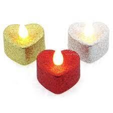 Nedi Işıklı Mum Pilli Tea Light Metalik Simli Kalp Altın 3740g