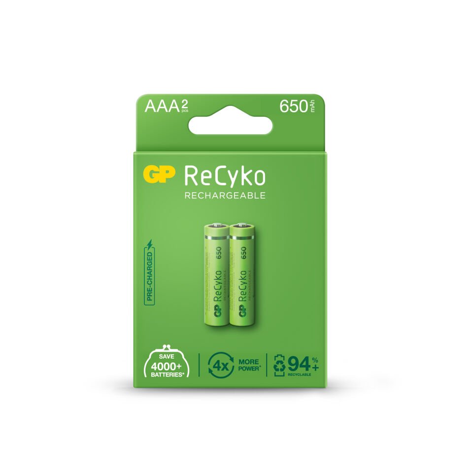 Gp Aaa 650 Mah Şarjlı İnce Kalem Pil 2'li Paket Gp65aaahchp-bu2