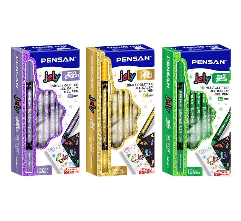 Pensan Tükenmez Kalem Jely Glitter Simli Yeşil 2800