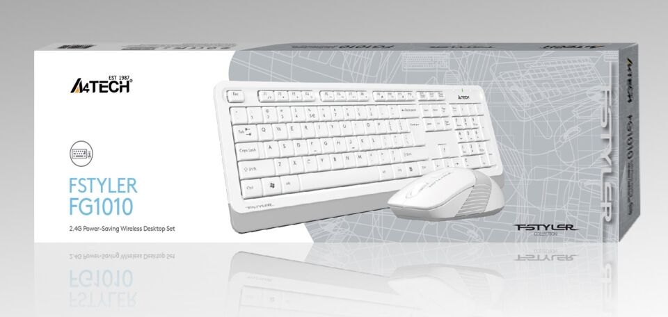 A4 Tech Fg1010 2.4g Beyaz Q Fn-mm Klv+optik Mouse Set