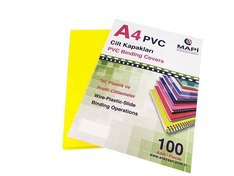 Mapi Cilt Kapağı Pvc A4 160 Mic. Sarı 100lü 2040206 2040206