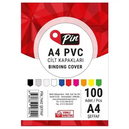 Pin Cilt Kapağı 100'lü 160 Mic A4 Şeffaf 7442