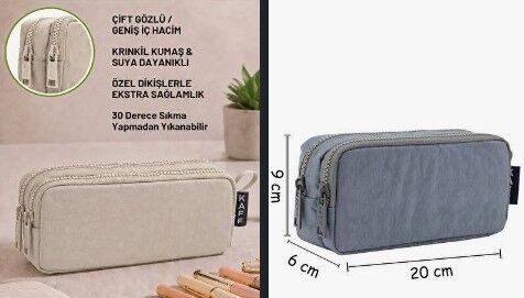 Kaff Kalem Çantası İki Gözlü Su Geçirmez 01105