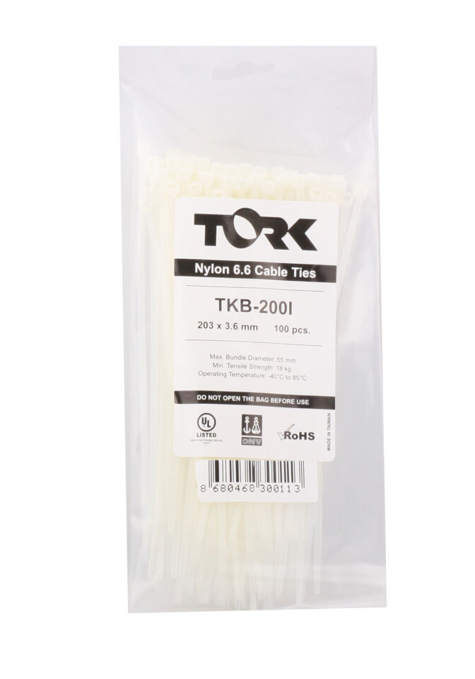 Tork Trk-550-7,5mm Beyaz 100lü Kablo Bağı