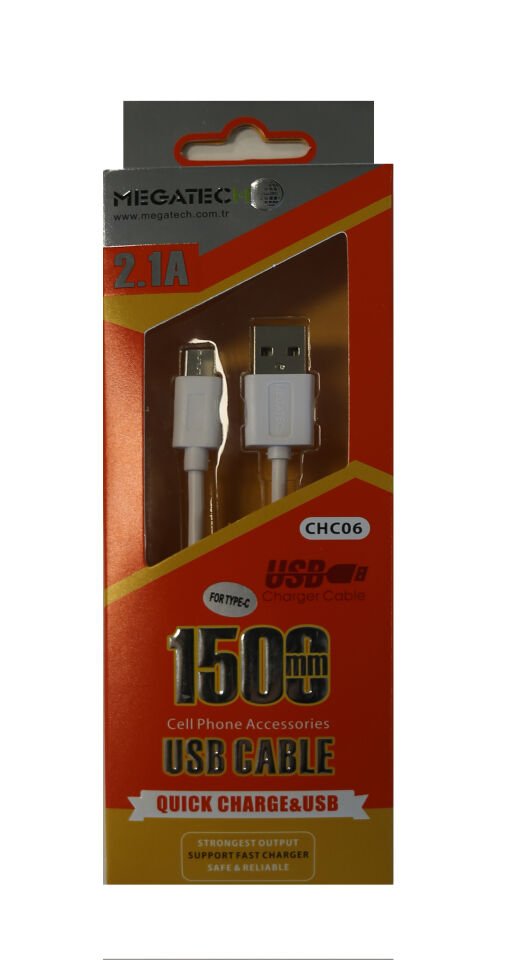 Megatech Chc06 Beyaz 2.1a 1,5mt Type-c Bağlantı Kablosu