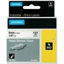 Dymo 18051 Rhinopro Isıyla Küçülen Serit 6mmx1,5m Beyaz-siyah