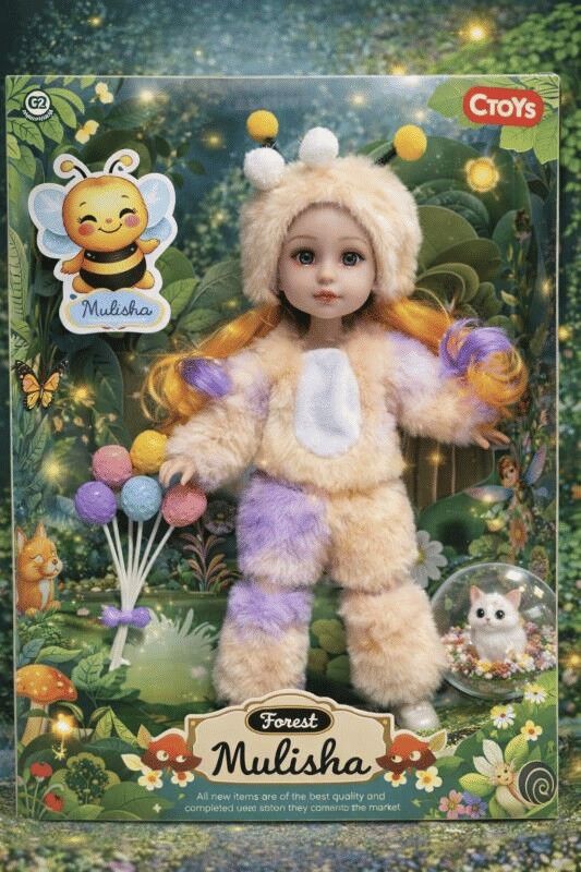 Ctoys Sevimli Arı Kostümlü Peluş Tulumlu Moda Bebek Qj183-d