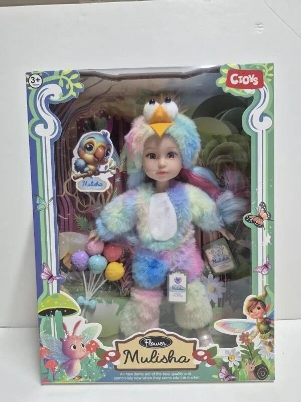 Ctoys Gökkuşağı Kostümlü Peluş Tulumlu Moda Bebek Qj183-a
