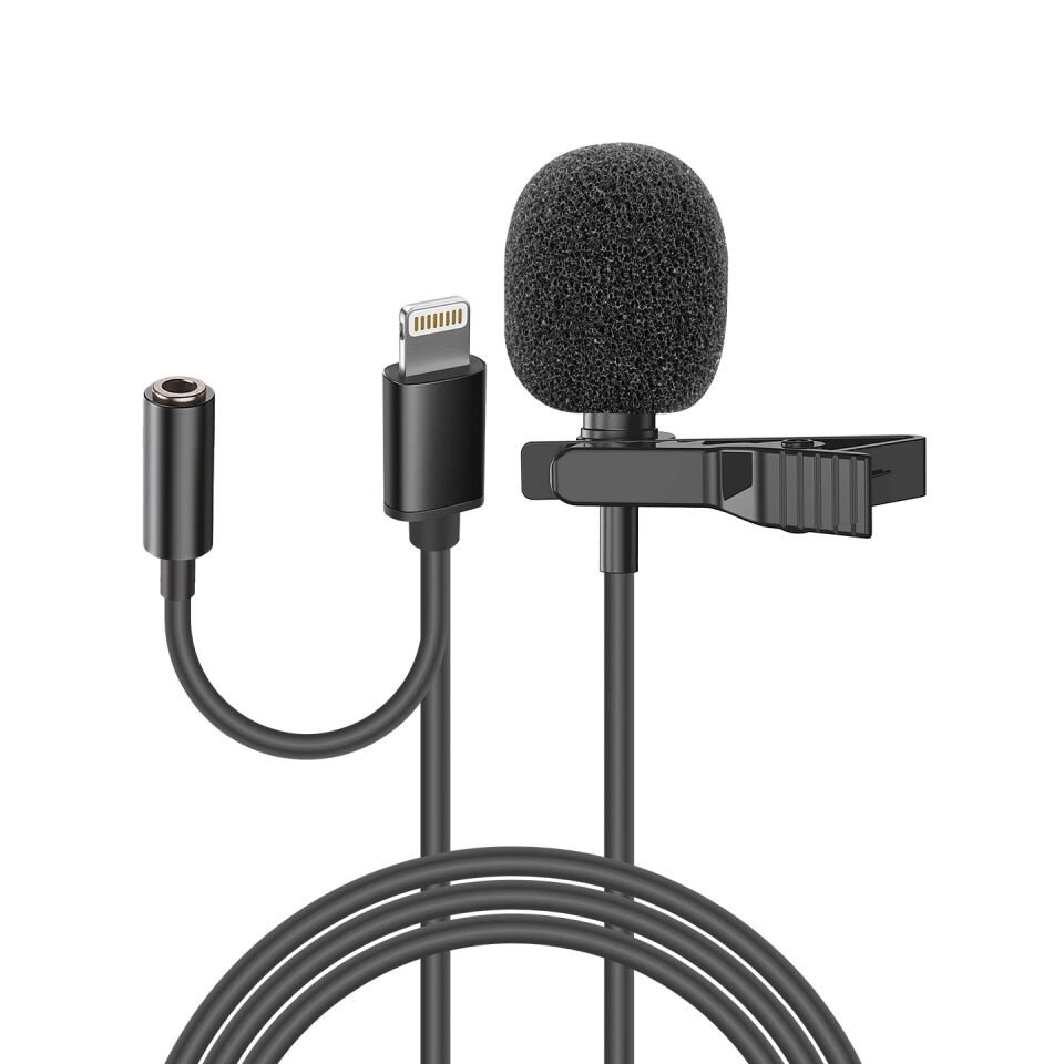 Snopy Sn-mtk35 Siyah Lightning Tik-tok Akıllı Telefon Kulaklık Çıkışlı Yaka Mikrofonu