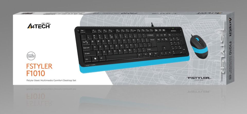 A4 Tech F1010 Q Usb Mavi Fn-mm Klv+optik Mouse Set