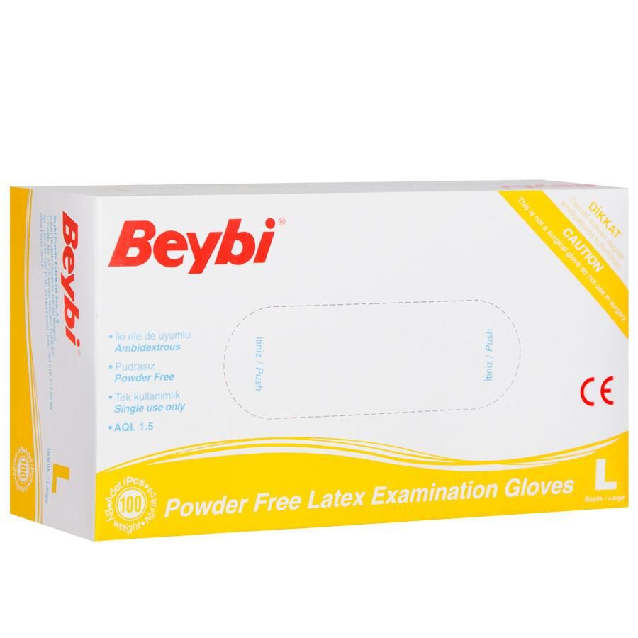 Beybi Lateks Pudrasız (l) Large Beden Muayene Eldiven 100lü Paket