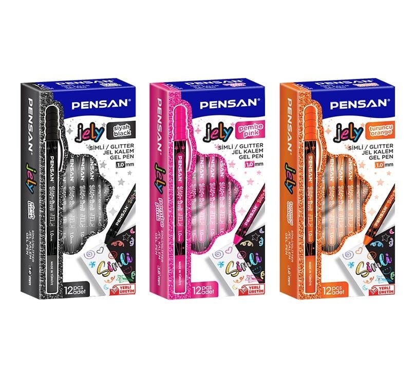 Pensan Tükenmez Kalem Jely Glitter Simli Pembe 2800