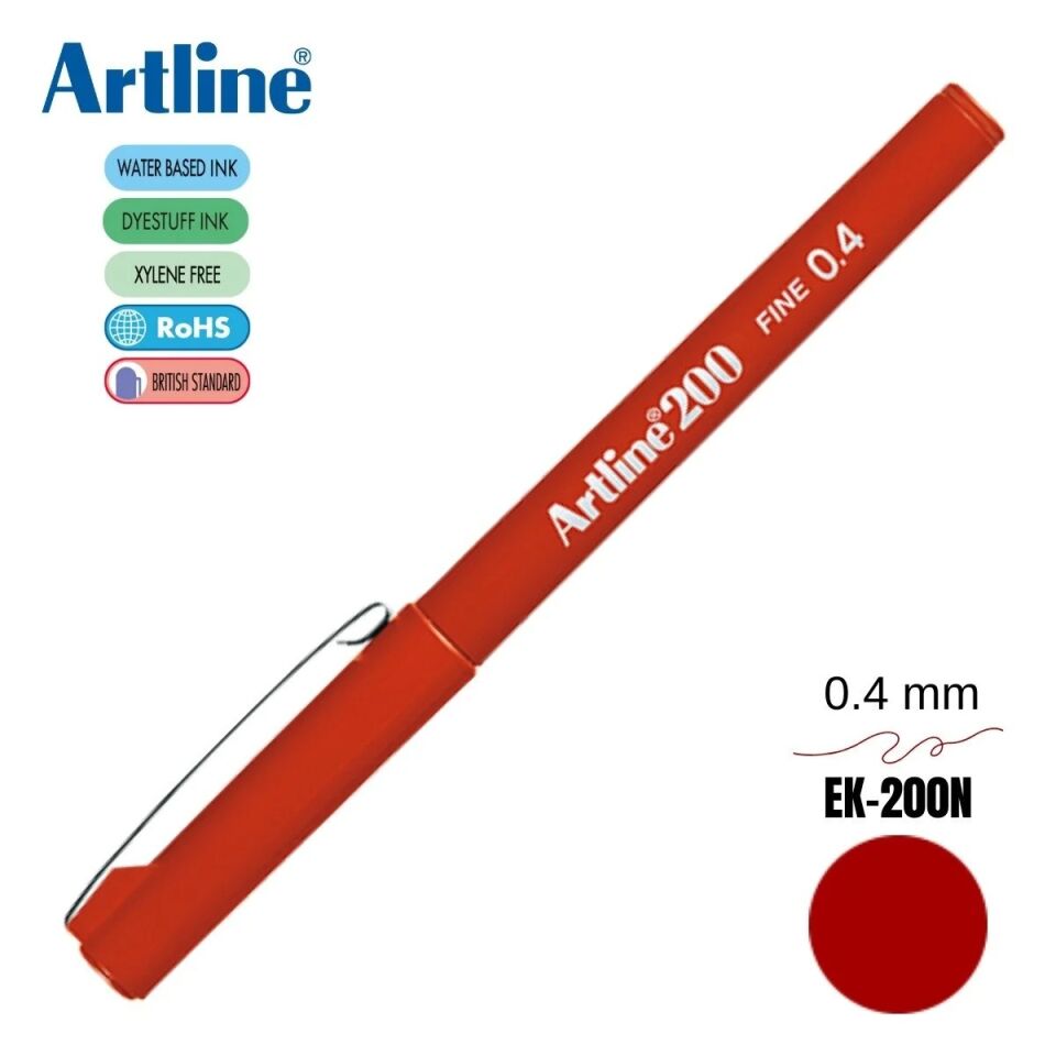 Artline Ek-200n Fine Keçe Uçlu Yazı Kalemi 0,4mm Kırmızı
