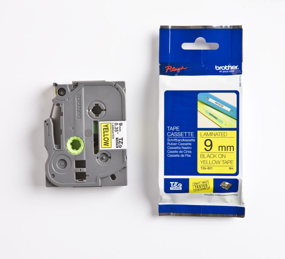 Brother Tze-621 9 Mm Sarı Üzeri Siyah Laminasyonlu Etiket