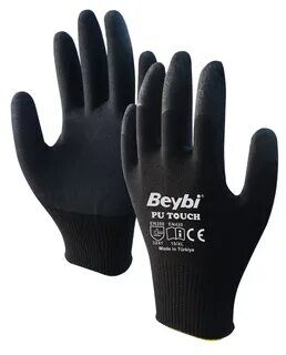 Beybi 9 Beden 12li Paket Poliüretan Kaplı Pu Touch Siyah Montaj Eldiven En388 (3121x)