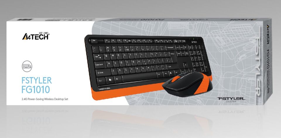 A4 Tech Fg1010 2.4g Turuncu Q Fn-mm Klv+optik Mouse Set