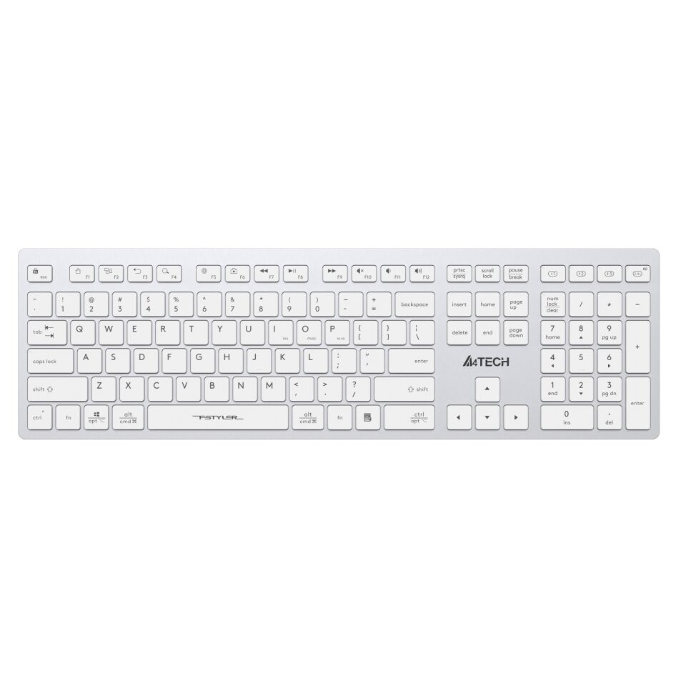 A4 Tech Fstyler Fbx50c Beyaz Bluetooth+2.4g Nano Fn Şarjlı Multimedya Klavye