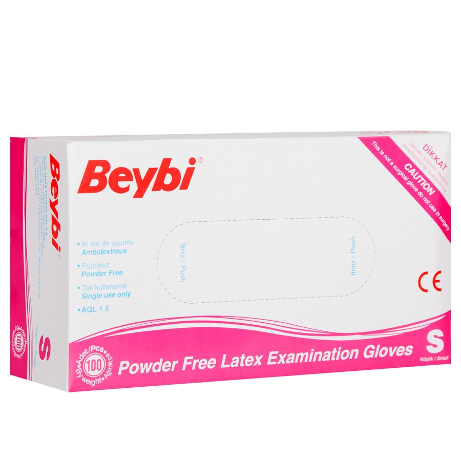 Beybi Lateks Pudrasız (s) Small Beden Muayene Eldiven 100lü Paket