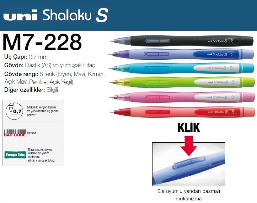 Uniball Shalaku S 0.7 Yandan Basmalı Versatil Pembe M7-228