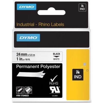 Dymo 18057 Rhinopro Isıyla Küçülen Şerit19mmx1,5m Beyaz-siyah