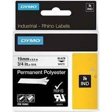 Dymo 18484 Rhinopro Sabitpolyester Şerit 19mmx5,5m Beyaz-siyah