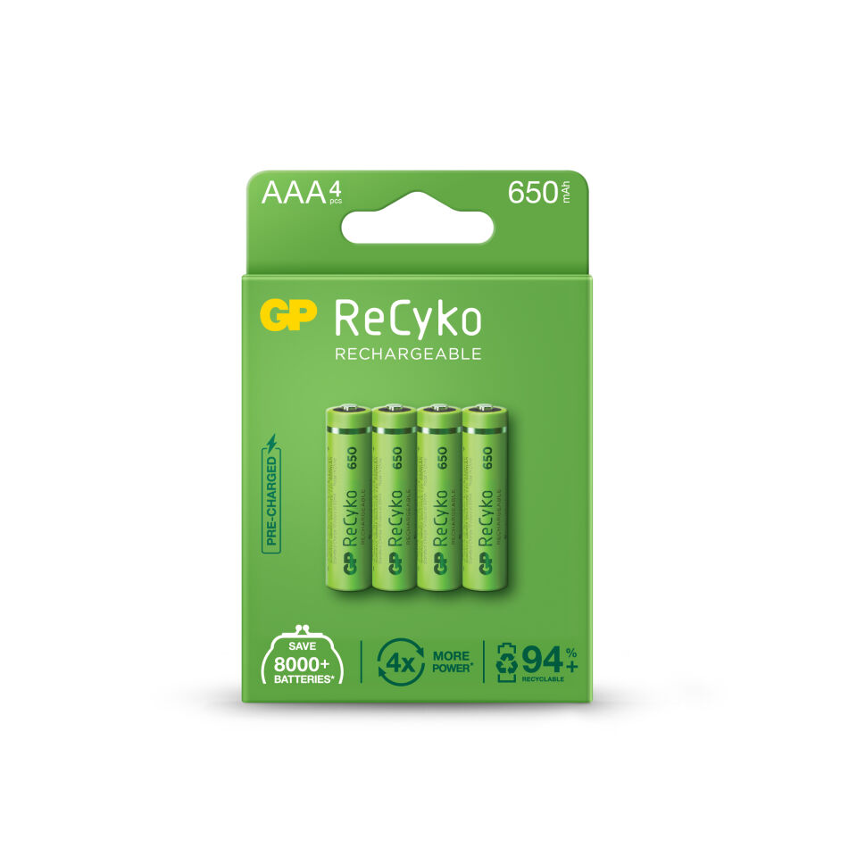 Gp Aaa 650 Mah Şarjlı İnce Kalem Pil 4'lü Paket Gp65aaahcem-2gbr4