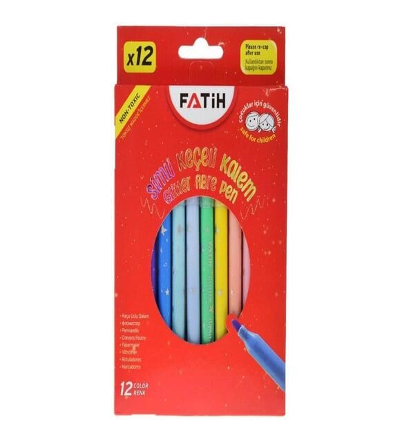 Fatih Keçeli Kalem 12'li Simli Karton Kutu Fa-34110