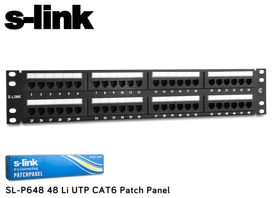 S-link Sl-p648 48 Port Cat6 Utp Patch Panel