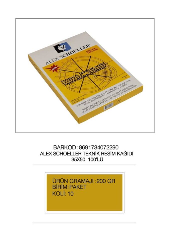 Alex Teknik Resim Kağıdı 35x50cm. 200gr.100'lü Alx-2290