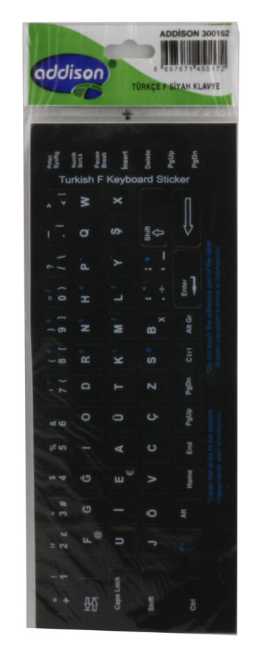 Addison 300162 Türkçe F Siyah Klavye Stıker