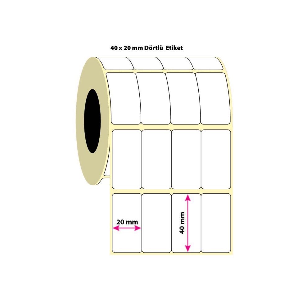 Tekno Termal Etiket 40x20 Yan Yana 4'lü Lamine ( 4000'li )