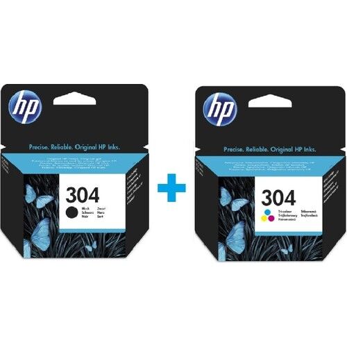 Hp N9k05ae + N9k06ae 304 Siyah + Renkli Kartuş Seti