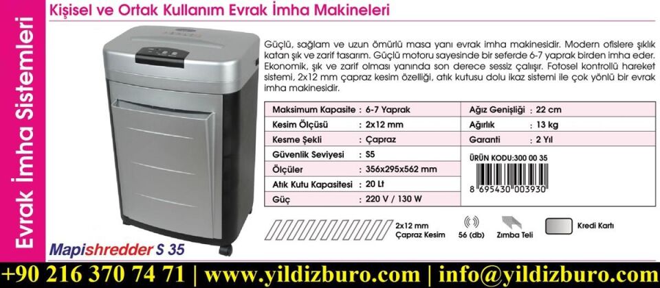 Mapishredder S35 Evrak İmha Makinesi 3000035