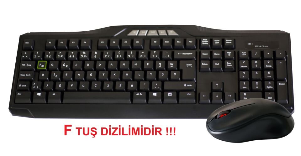 Elba Ec-266f F Usb Siyah Kablosuz Klavye Mouse Set Multimedya Tuşları Mevcuttur