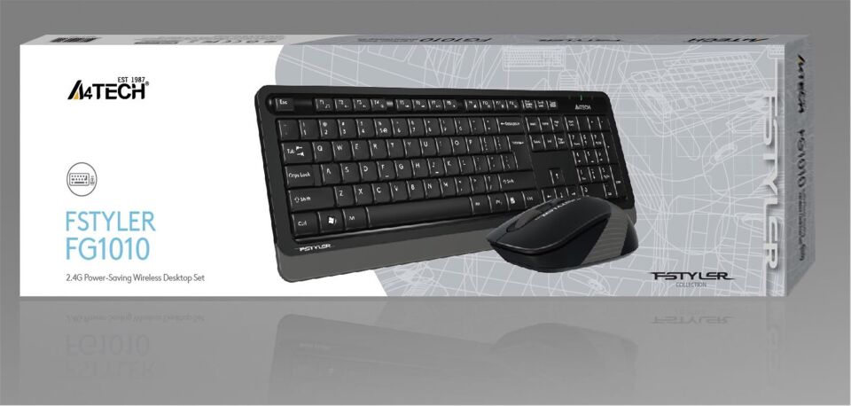 A4 Tech Fg1010 2.4g Gri Q Fn-mm Klv+optik Mouse Set