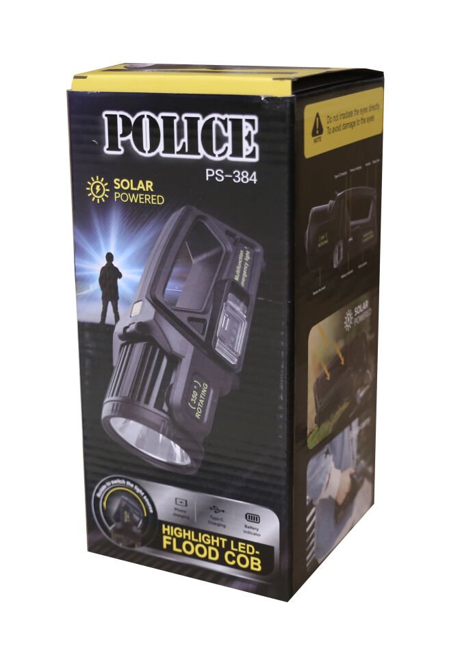 Polıce Ps-384 Güneş Enerjili, Enerji Göstergeli, Telefon Şarj Etme Özellikli Spot Fener